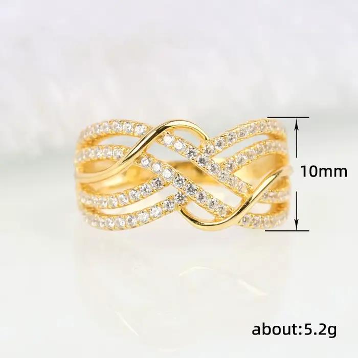 Bagues croisées Huitan en zircone cubique pour mariage, alliances de mariage modernes et élégantes pour femmes, bijoux tendance à offrir pour grandes occasions