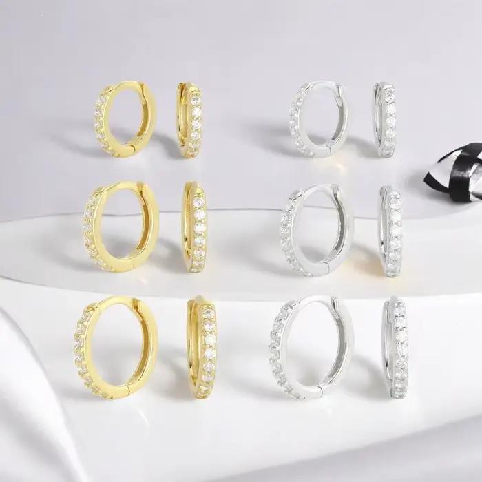 Boucles d'oreilles créoles en argent sterling 925 avec strass et cristal pour femmes et filles romantiques de luxe bijoux mode à offrir pour occasions spéciales
