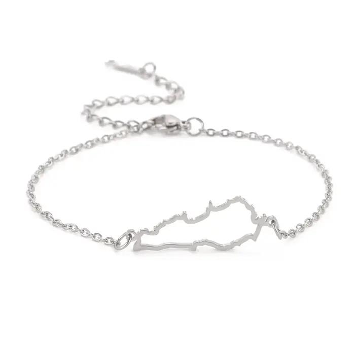 Bracelet pendentif creux en acier inoxydable avec contour de la carte du Liban EUEAVAN, bijoux géogr