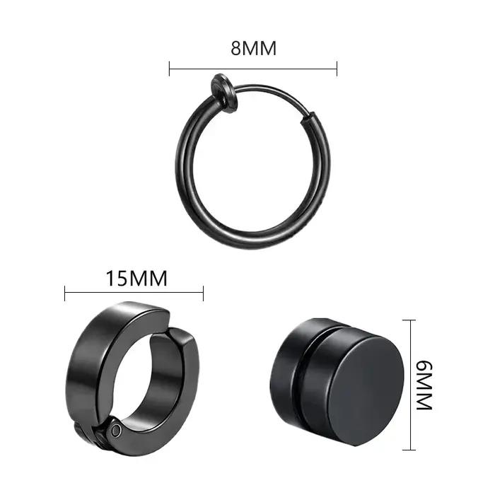 Boucles d'oreilles créoles gothiques en acier inoxydable non piercing pour homme et femme styles punk et modernes occasions spéciales