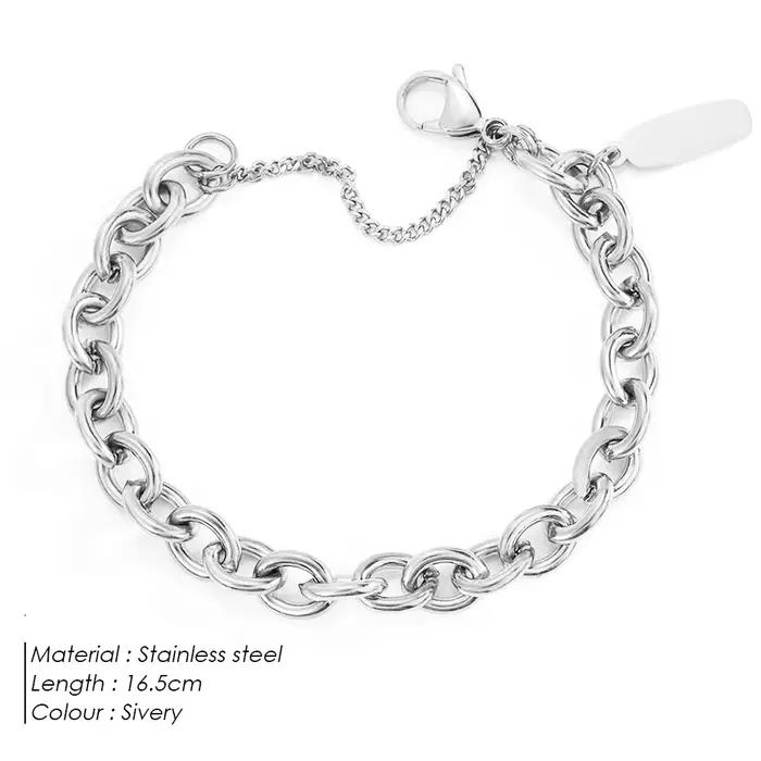Bracelet chaîne et maillons en acier inoxydable géométrique pour homme et femme style urbain