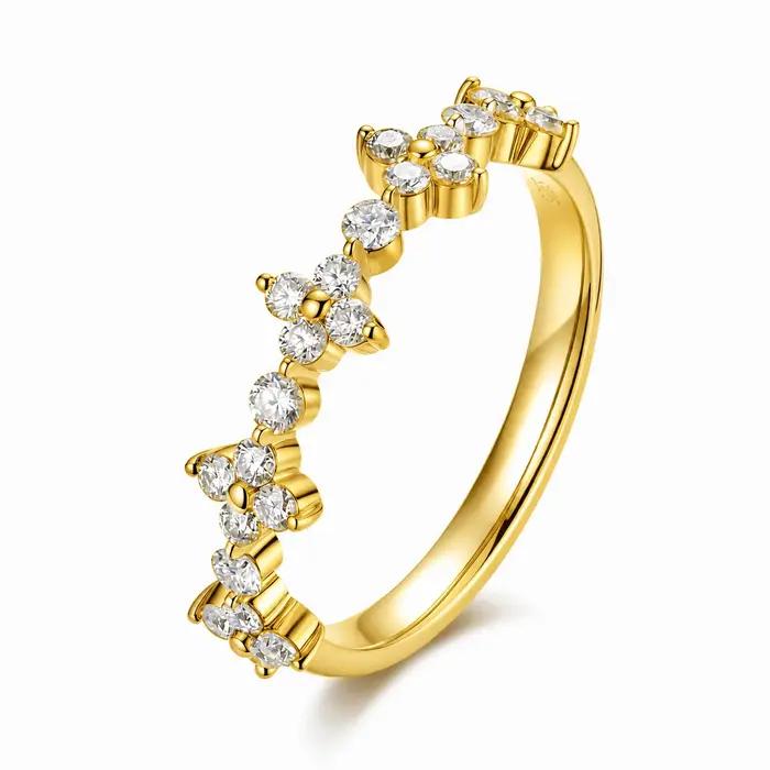 Bague de fiançailles en or 9K ou 14K avec diamant de laboratoire clarté VVS couleur D pour femmes occasions spéciales engagement anniversaire promesse