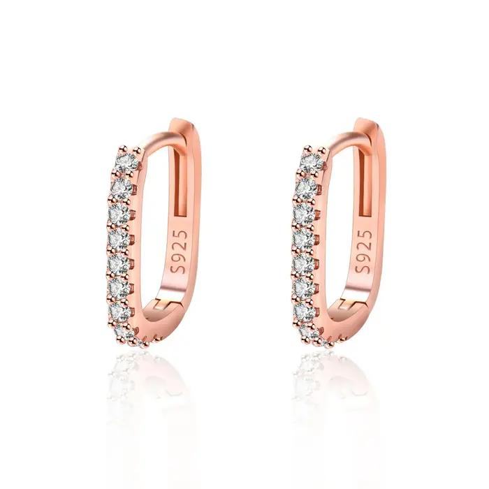 Boucles d'oreilles en argent Sterling 925 zirconium blanc rock hiphop vintage pour femmes occasions spéciales