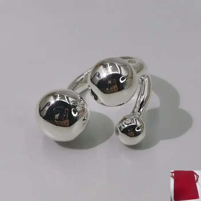 Bague Rétro Métallique Irrégulière Or et Argent avec Perles