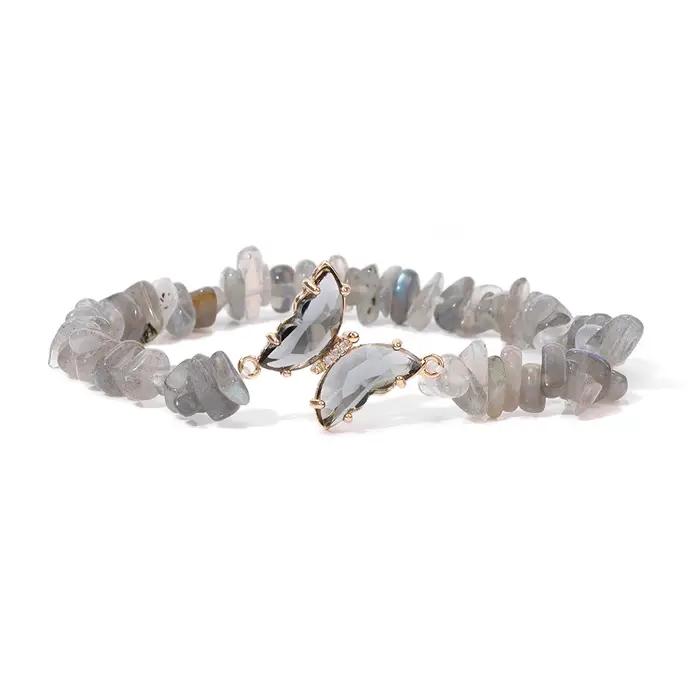 Bracelet papillon en pierre naturelle et cristal