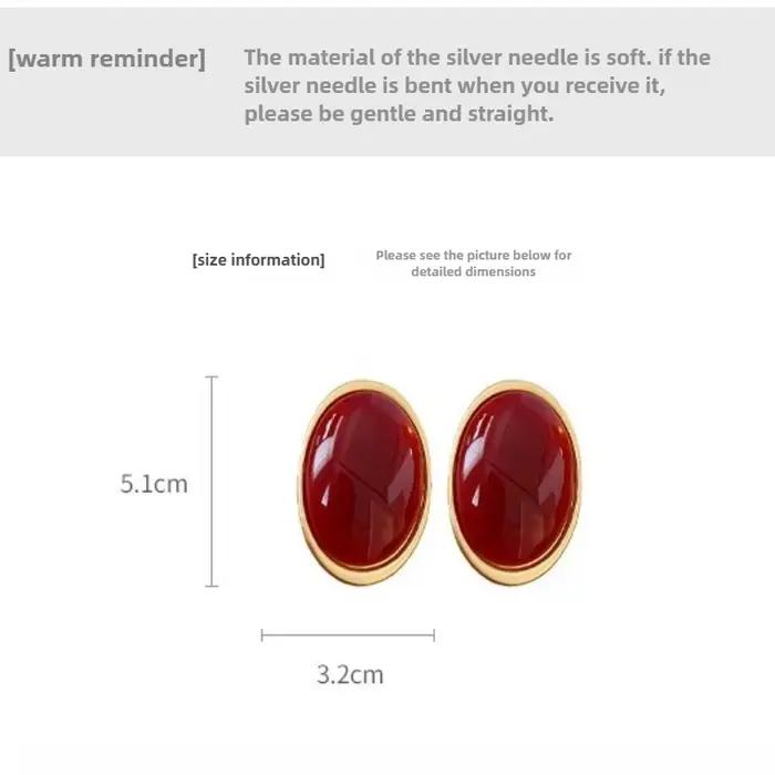 Boucles d'oreilles Vintage en résine rouge pour femmes, grandes boucles d'oreilles ovales géométriques de luxe, bijoux d'oreille de fête de mariage, vente en gros, 2025