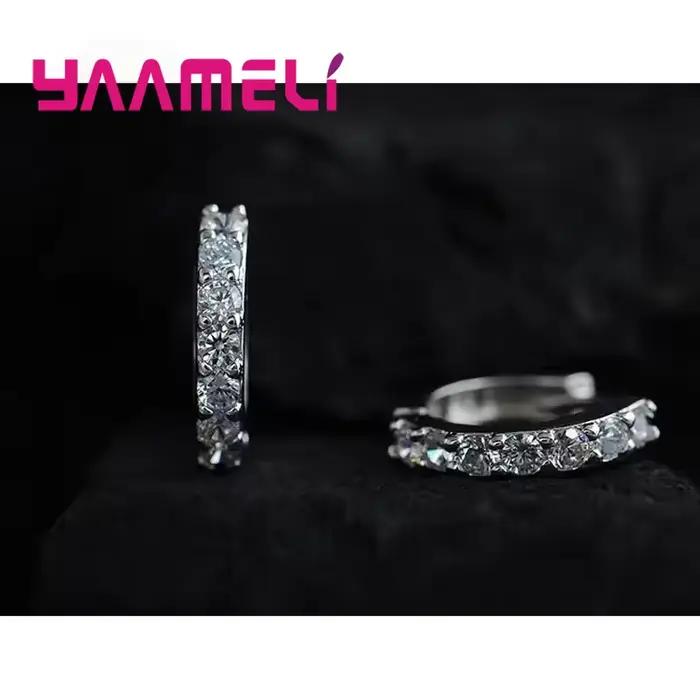Boucles d'oreilles créoles en cristal biscuits plaqué argent regardé 925 pour femmes
