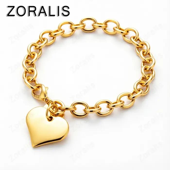 Bracelet en or 18 carats avec pendentif en forme de cœur pour femmes cadeau engagement fiançailles bijoux romantiques occassions spéciales