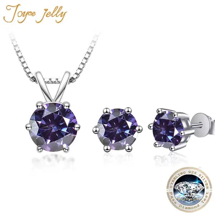 Ensemble de bijoux en argent sterling 925 avec moissanite pour femmes, colliers et boucles d'oreilles pour les occasions spéciales
