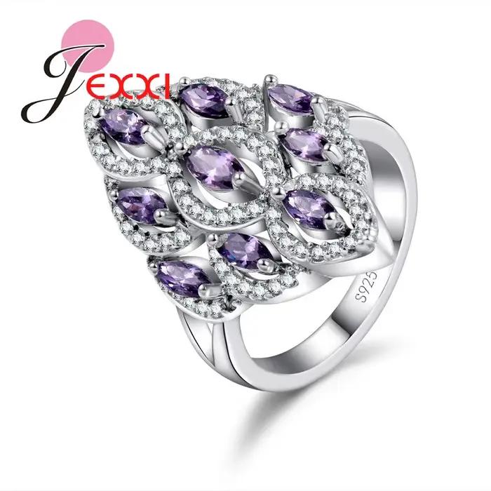 Bagues de fiançailles de mariage de luxe pour femmes, bijoux avec Full CZ, bague de document en argent regardé 925, accessoire féminin, vente en gros