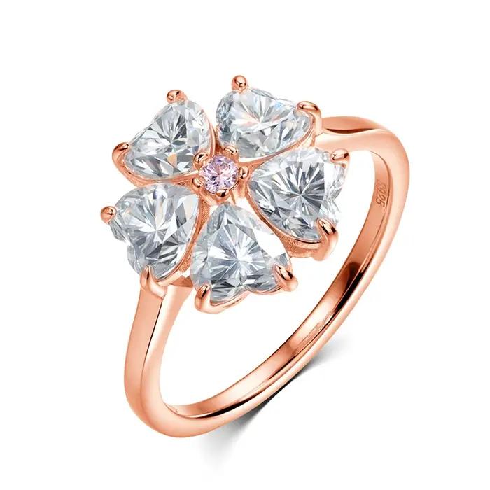 Smyoue 14K plaqué 6 pierres précieuses Moissanite anneaux pour femmes de luxe laboratoire de mariage diamant pur 925 argent bande bijoux fins femme bague GRA