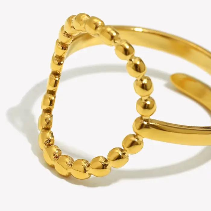 Bague circulaire en perles creuses femme minimaliste plaqué or 18 carats pour anniversaire et occasions spéciales