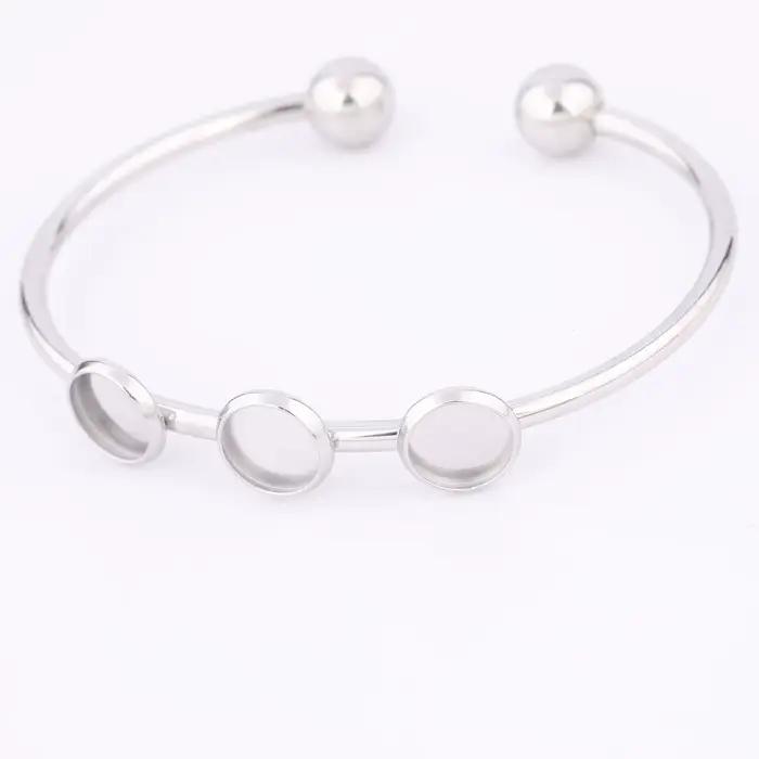 5 pièces en acier inoxydable 55mm manchette Bracelet Base vierges bricolage pliable plaqué or 8mm Ca