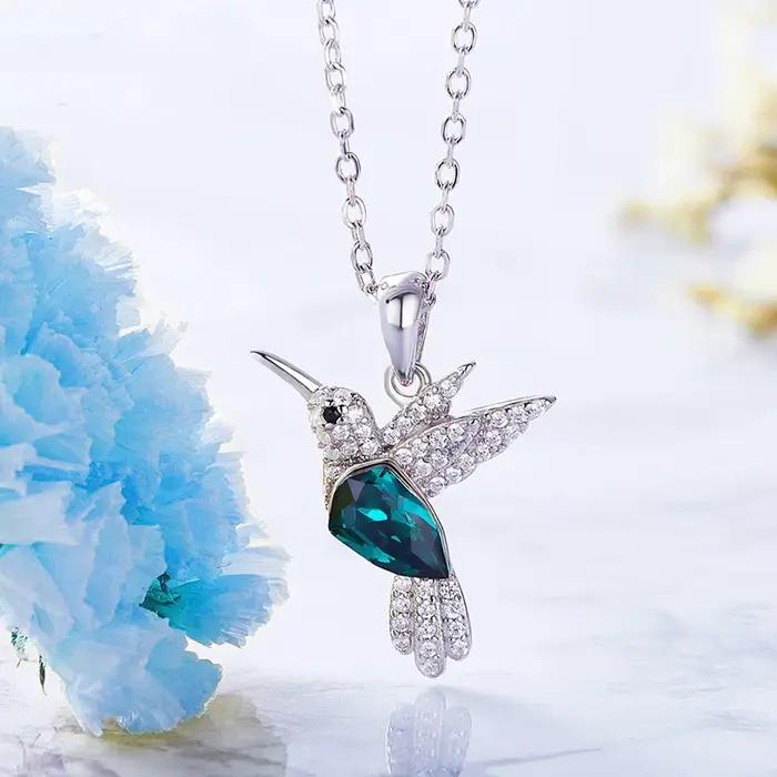 Colliers de luxe avec pendentif colibri en argent Sterling 925