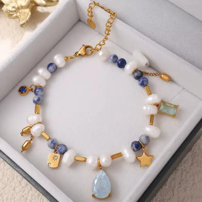 Collier avec perles d'eau douce naturelles et chaîne de perles pour femmes occasions spéciales elegance chic