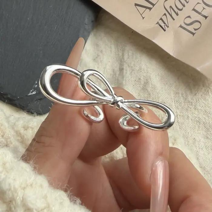 Bagues en argent Sterling 925 pour femmes, faites à la main, réglables, simples, en forme de grand n