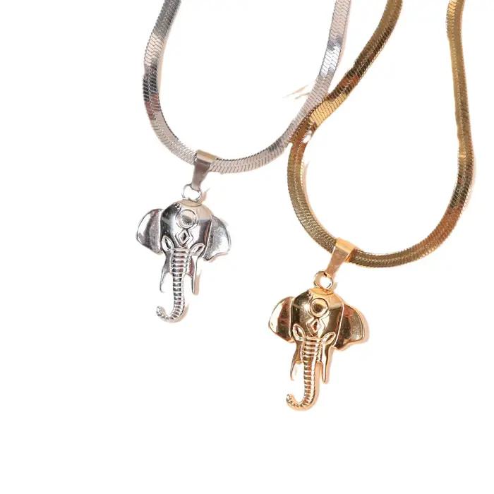 Collier chaîne à lame tête d'éléphant pour femmes, Punk, pendentif Long en acier inoxydable, hip hop, ras du cou, à la mode, 2023