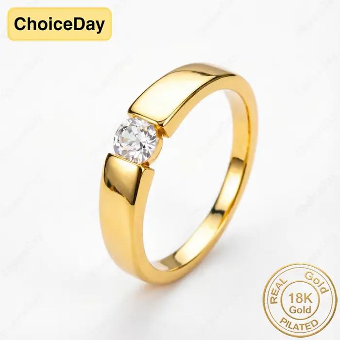 Bague en Zirconium à une seule griffe plaquée or 18 carats, luxueuse et raffinée, accessoire élégant