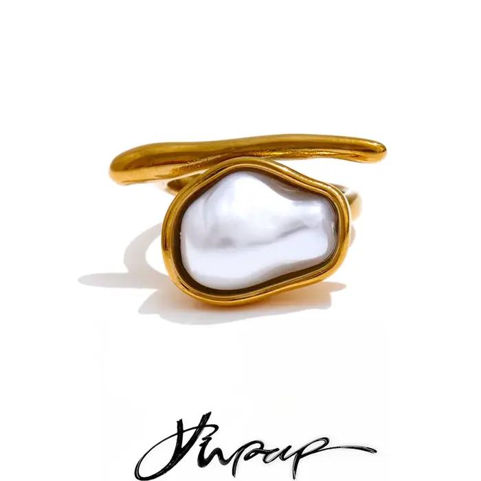 Yhpup 2025 – bague Vintage en perles d'imitation baroques pour femmes, plaqué or 18 carats, mode distinctive, bijoux de charme attrayants