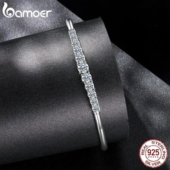 BAMOER 3.6CTTW Moissanite barre Bracelet réglable poignet manchette
