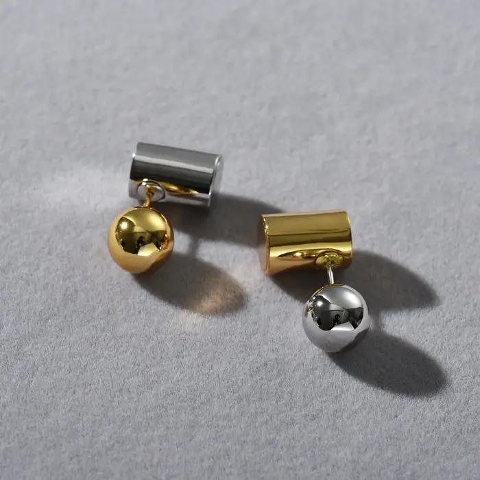 Mode or argent géométrie boucle d'oreille femme conception Unique Art bijoux tendance