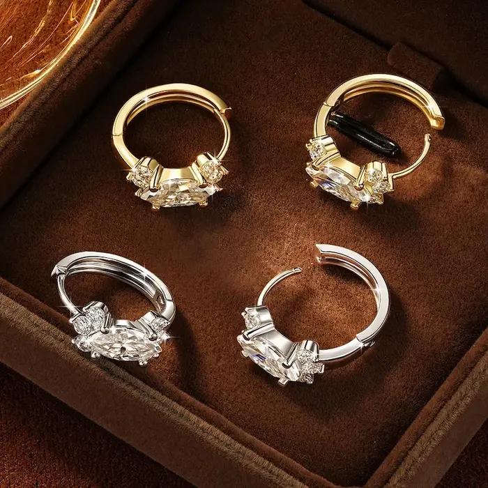 Boucles d'oreilles créoles Rrjzz en zircon 5A taille marquise 4