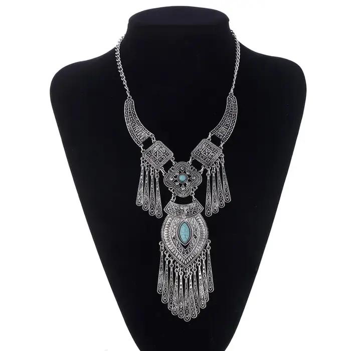 LOVBEAFAS mode bohème Collier ras du cou Vintage gland déclaration Maxi Long