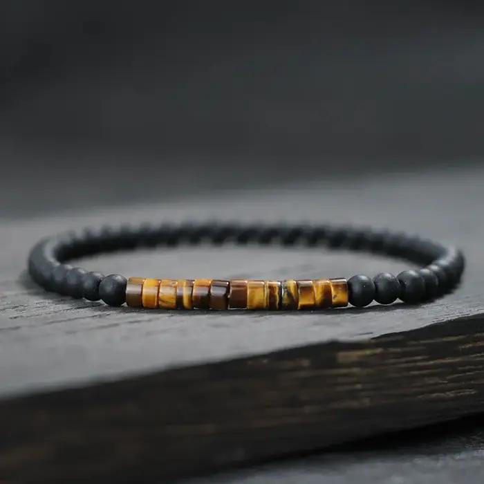 Nouveau Bracelet de perles minimaliste 4mm unisexe empereur Onyx petite pierre