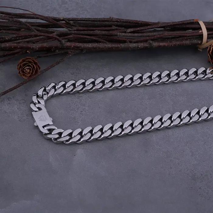 Chaîne cubaine Hip Hop pour hommes, collier en acier inoxydable fin poli, coupe sur les quatre côtés, cadeau de Couple pour petit ami, vente en gros