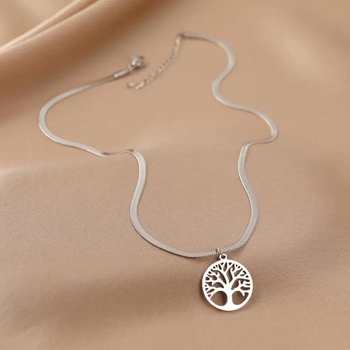 HIPEE mode serpent os chaîne collier pour hommes femmes arbre de vie pendentif