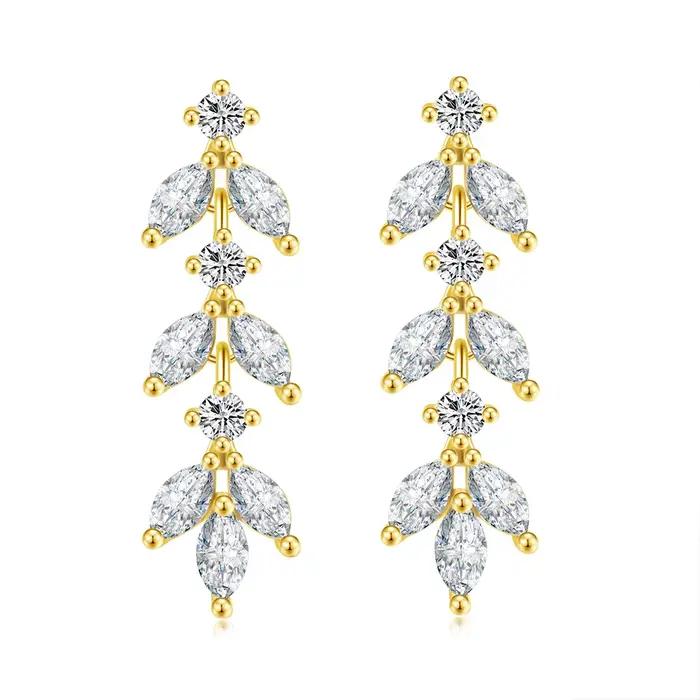 Boucle d'oreille pendante en or pour femme, style cuir chevelu design, bijoux fantaisie, brillant, c