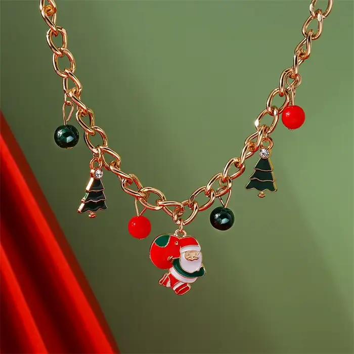 Collier joyeux noël pour femmes, pendentif arbre du père noël, décoration de bijoux pour Festival du nouvel an pour filles