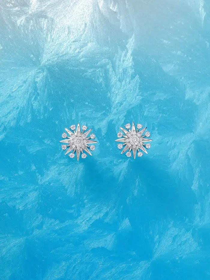 Boucles d'oreilles étoile à huit branches de Style européen et américain, en Zircon, en argent Sterl