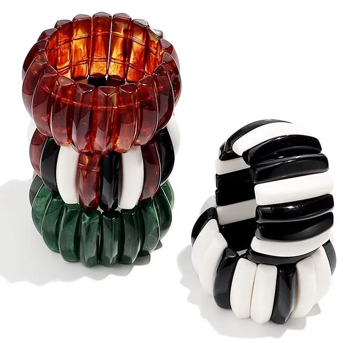 Bohomia – Bracelet géométrique épais empilable pour femmes, Design acrylique, style Boho, perles de prisme triangulaire élastique, bijoux 2025