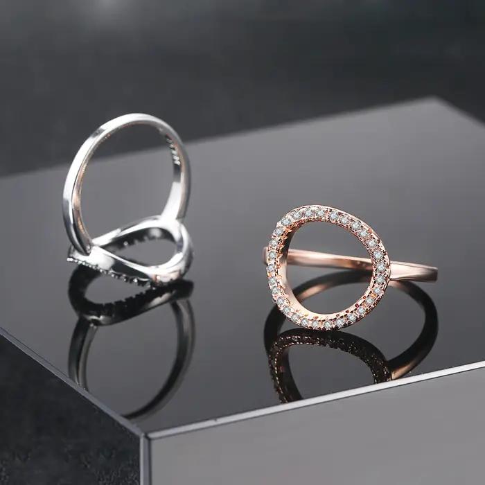 Bagues Double Fair en zircone cubique avec finition or rose et blanc pour femmes, alliances de mariage, cadeaux pour occasions spéciales