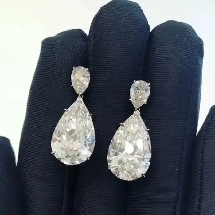 Huitan – boucles d'oreilles pendantes simples et élégantes pour femmes, en forme de larme en cristal, zircone cubique, de luxe, pour mariée, mariage, bijoux tendance