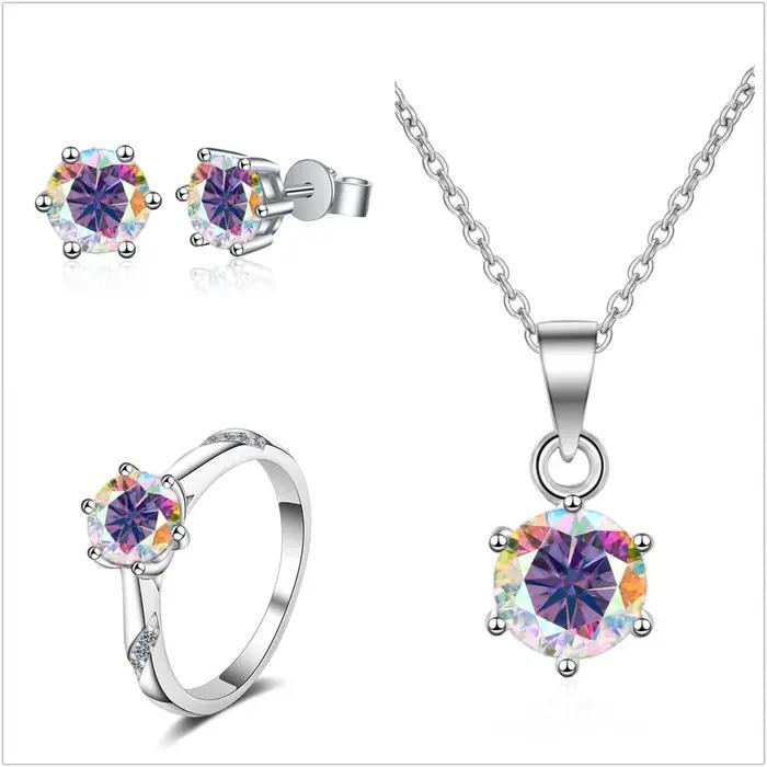 Ensemble de bijoux en Moissanite véritable pour femmes, en argent Sterling 925, bijoux fins, boucles