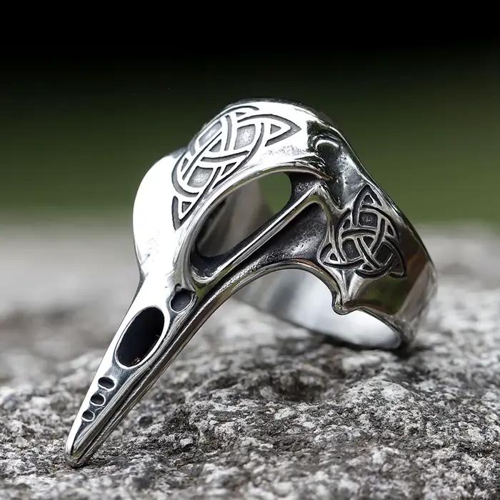 Bague Totem Vintage à nœud celtique pour hommes, mythologie nordique, guerrier Viking, tête de corbeau, bijoux dominateurs à la mode, cadeau, 2023