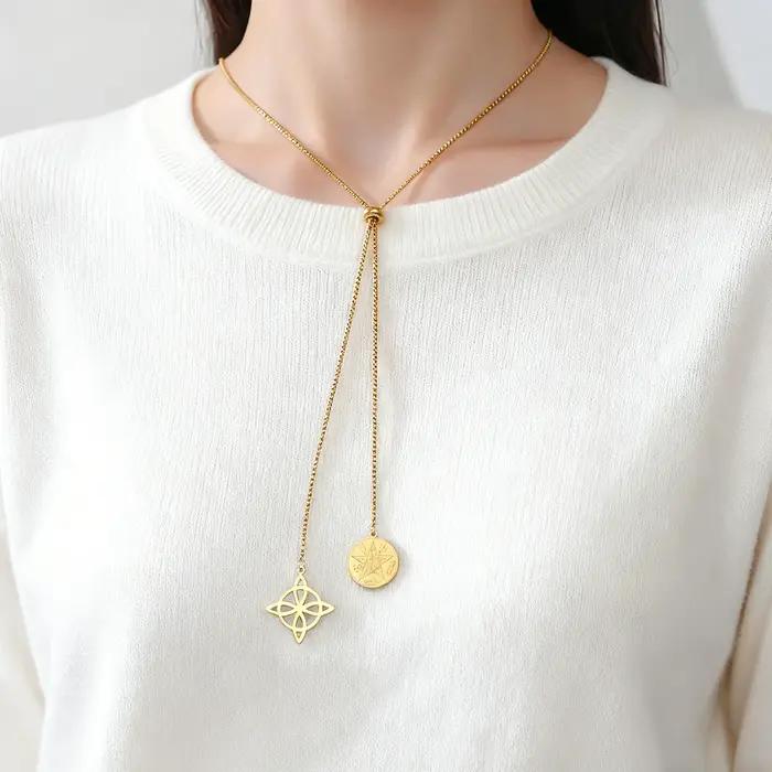 Collier Pendentif Nœud de Sorcière Wicca Tetragrammaton Pentacle pour Femme