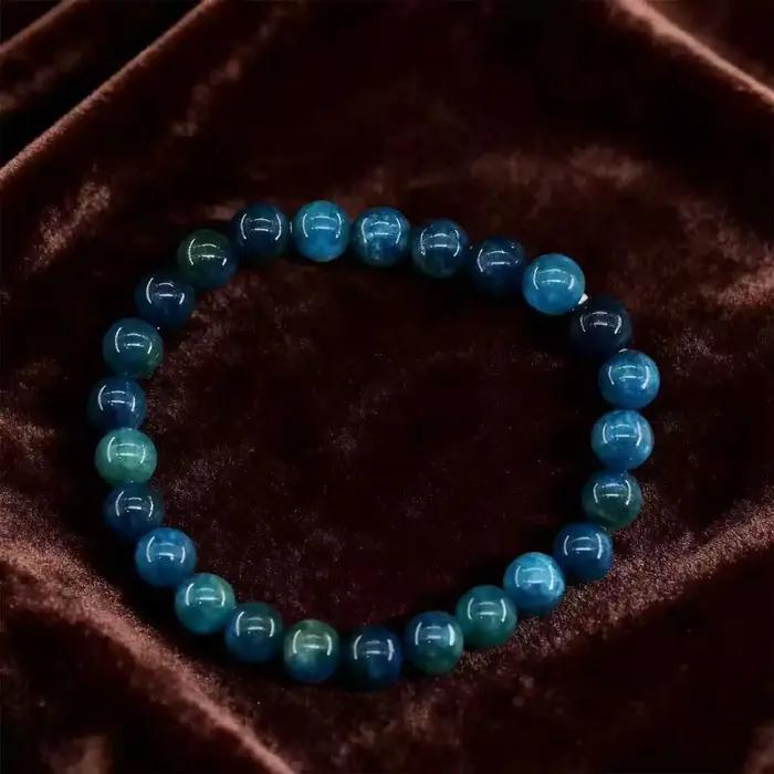 Bracelet de perles d'apatite bleue avec concept Reiki pour hommes et femmes
