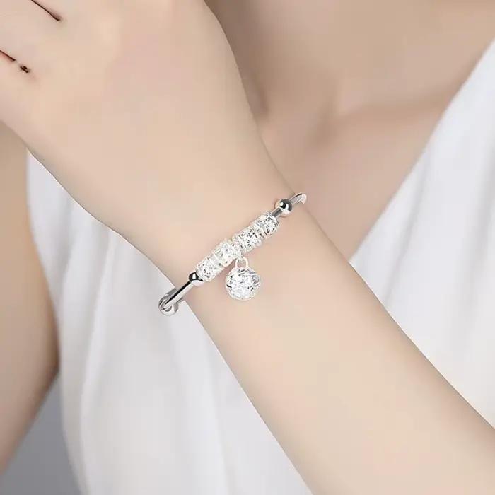 Bracelet manchette ajustable en argent sterling 925 pour femme, avec clochettes, idéal pour les fêtes, mariages, bijoux de mode, cadeau
