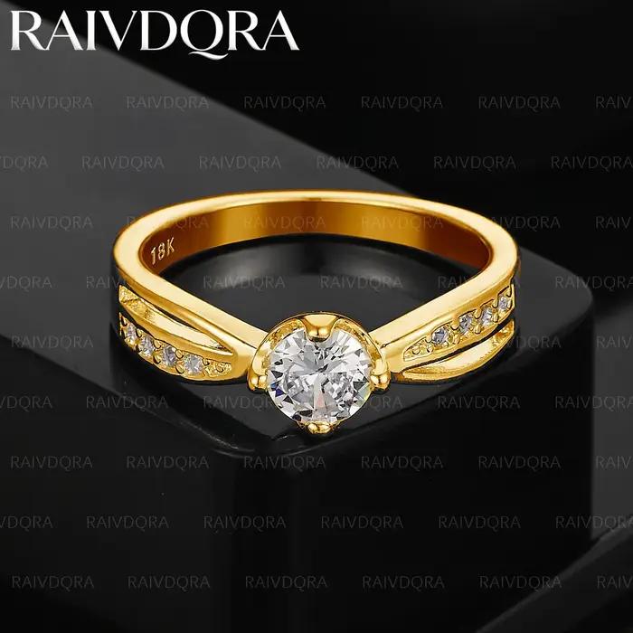 Bague de mariage en zircon plaqué or 18 carats pour femmes et hommes bijou de luxe moderne et noble pour occasions spéciales