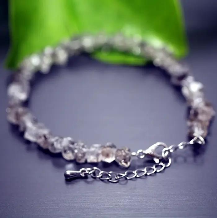 Bracelets en perles de quartz Herkimer naturel facetté