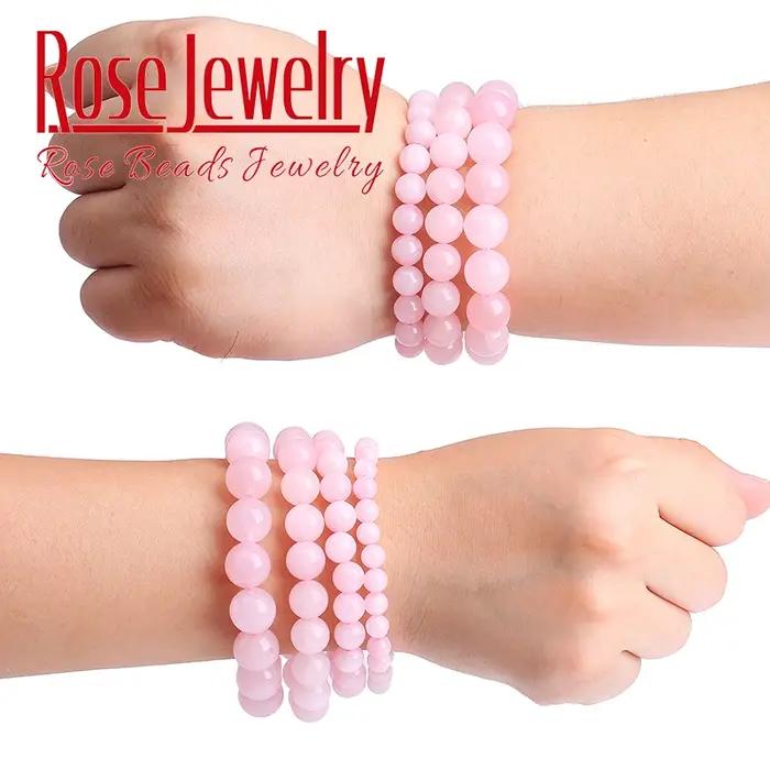 Bracelet en pierre naturelle Rose Quartz cristal perles