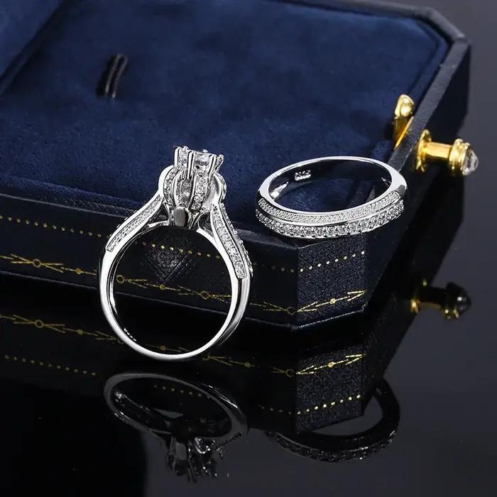 Ensemble de bagues de mariage en cristal et zircon pour femmes occasions d'engagement romantique et durables