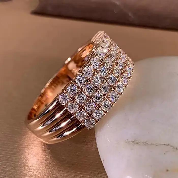 Huitan – magnifique bague couleur or Rose pour femme