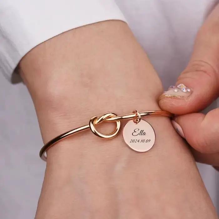 Bracelet manchette pendentif lettre nom personnalisé réglable en acier inoxydable bracelets personna
