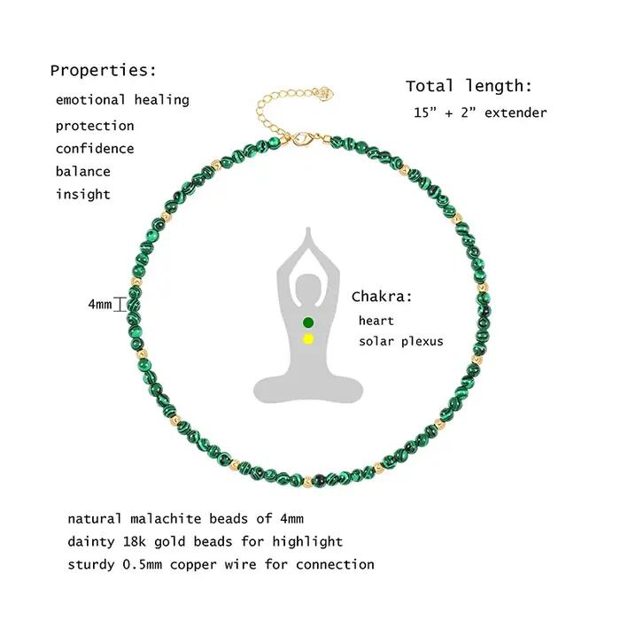 Collier ras du cou bohème en malachite pour femmes et filles
