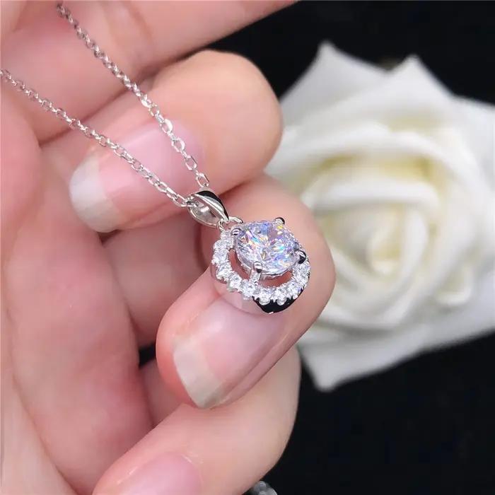 Pendentif en or blanc pur 18 carats pour femme