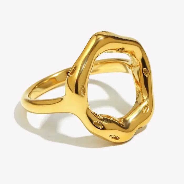 E.B.belle-Bague en titane plaqué or pour femme